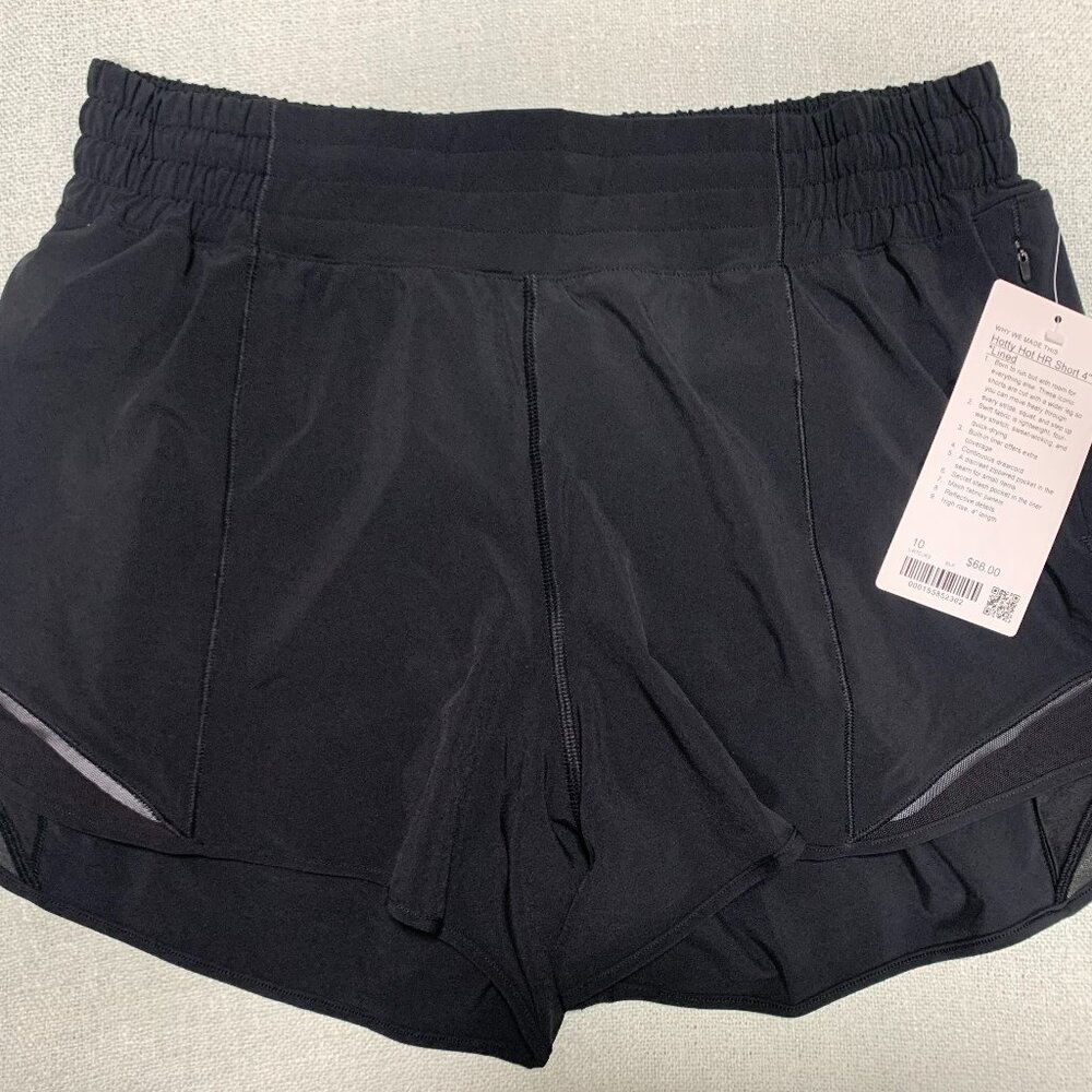Lululemon NWT Hotty Hot High-Rise Lined Short 4" Size 10 Black